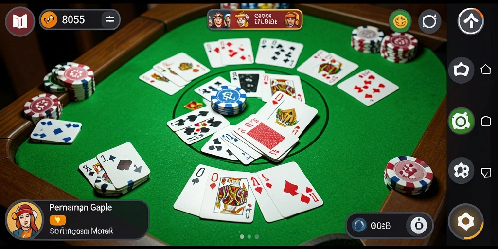 Screenshot gameplay 8055 menampilkan keseruan bermain Gaple.