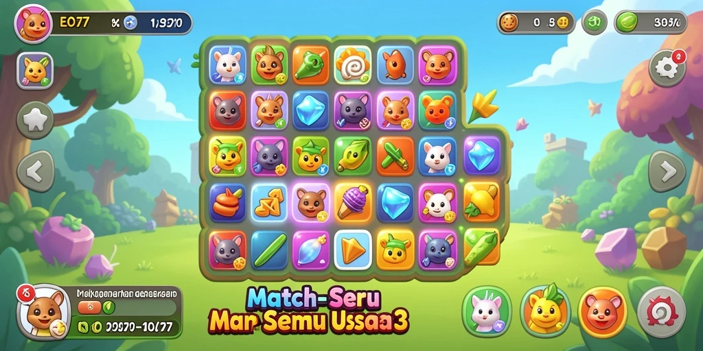 Tampilan gameplay menantang dalam EOS77 yang penuh warna.