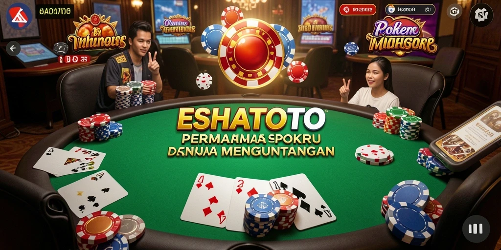 Tampilan gameplay ESHATOTO dengan suasana permainan poker yang seru.
