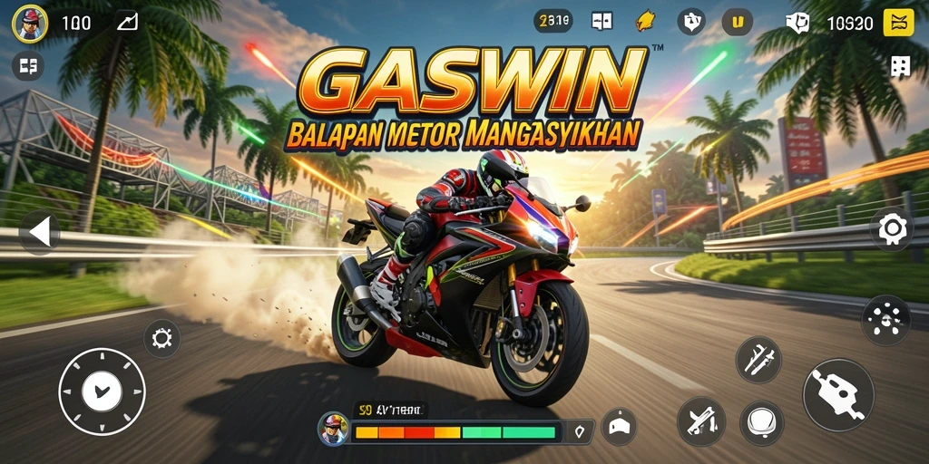 Tampilan gameplay GASWIN yang mendebarkan dan penuh aksi.