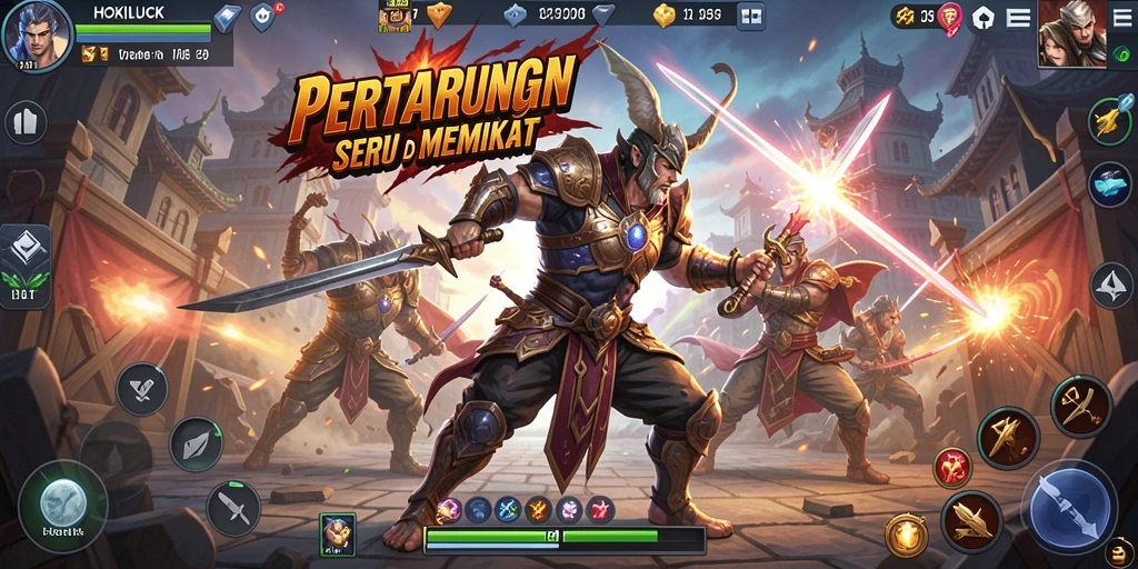 Tangkapan layar menampilkan aksi mendebarkan dari HOKILUCK saat pertarungan berlangsung.