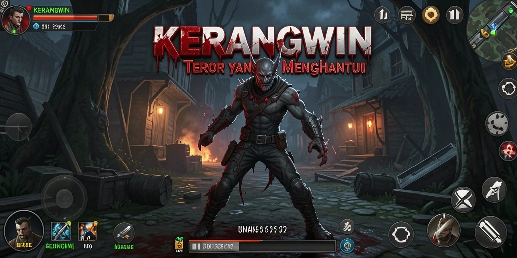 Screenshot utama KERANGWIN menampilkan gameplay yang menegangkan dan atmosfer horor yang mendalam.