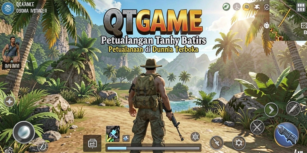 Tampilan gameplay QTGAME yang menakjubkan di dunia terbuka.