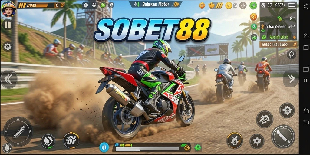 Tampilan gameplay seru dari balapan motor di SOBET88.