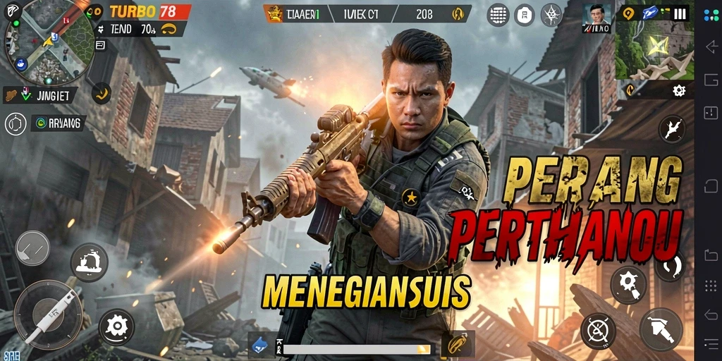Gameplay seru Tower Defense di TURBO78 dengan menara dan musuh beragam.